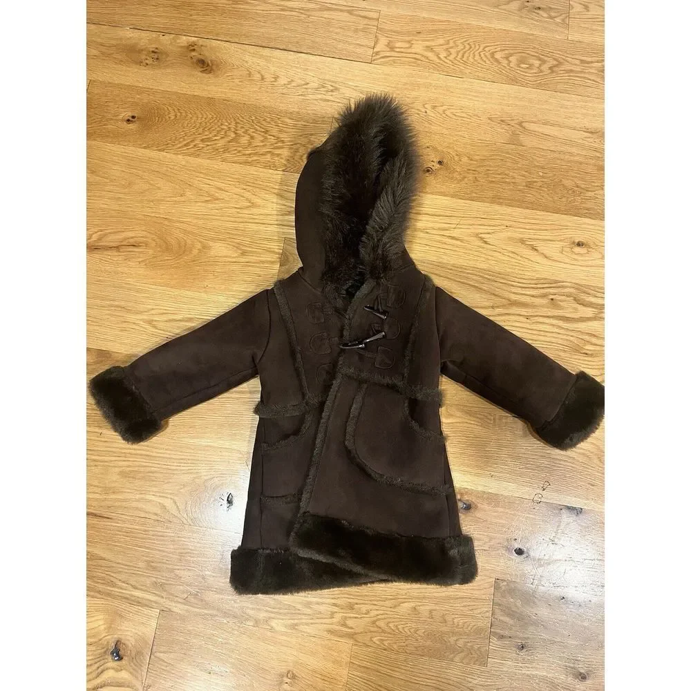 Gap 3t faux fur parka pea coat jacket‎